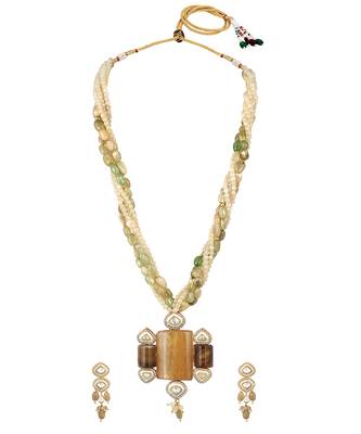 Gold plated kundan multicolor stones necklace set 3