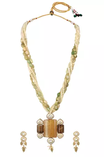 Gold plated kundan multicolor stones necklace set