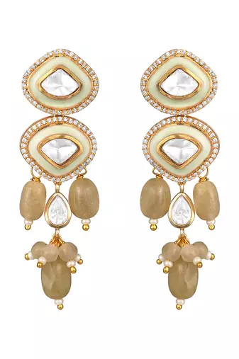 Gold plated kundan multicolor stones necklace set