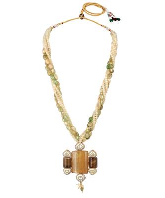 Gold plated kundan multicolor stones necklace set 5