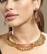 Gold plated kundan multicolor stones necklace set