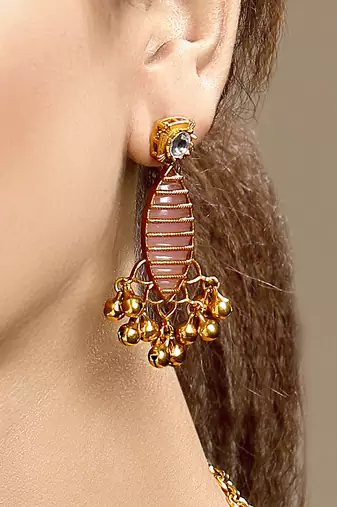 Gold plated kundan multicolor stones necklace set