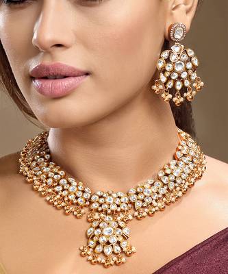 Gold plated kundan necklace set 1