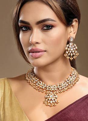 Gold plated kundan necklace set 2
