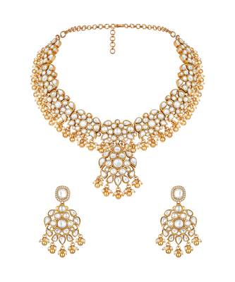 Gold plated kundan necklace set 3