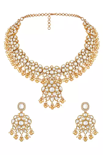 Gold plated kundan necklace set