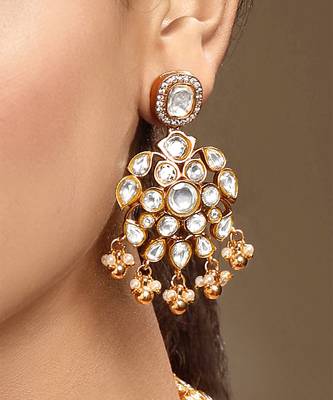 Gold plated kundan necklace set 4
