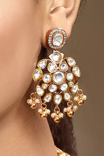 Gold plated kundan necklace set