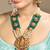 Gold plated temple green stone long necklace set