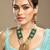 Gold plated temple green stone long necklace set