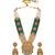 Gold plated temple green stone long necklace set