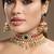Gold plated kundan green stones choker necklace set