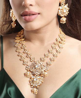 Gold plated kundan necklace set 1
