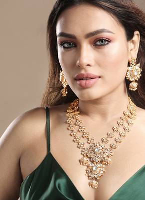 Gold plated kundan necklace set 2