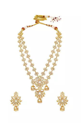 Gold plated kundan necklace set