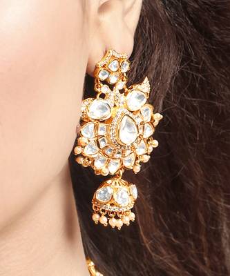 Gold plated kundan necklace set 4