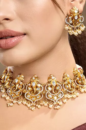 Gold plated Temple necklace set