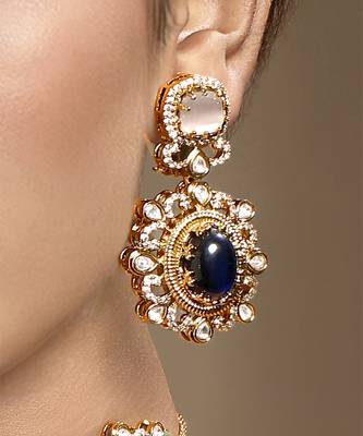 Gold plated kundan multicolor choker necklace set 4