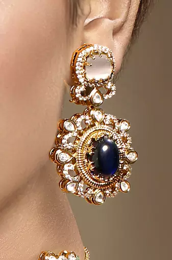 Gold plated kundan multicolor choker necklace set