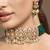 Gold plated kundan green stone choker necklace set