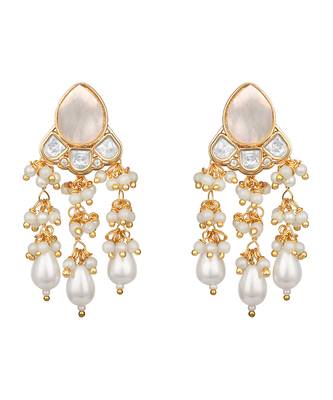 Gold plated kundan pearl choker necklace set 5