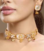 Gold plated kundan choker necklace set