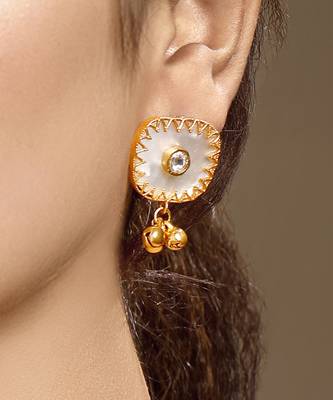 Gold plated kundan choker necklace set 4