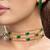 Gold plated kundan green stones choker necklace set