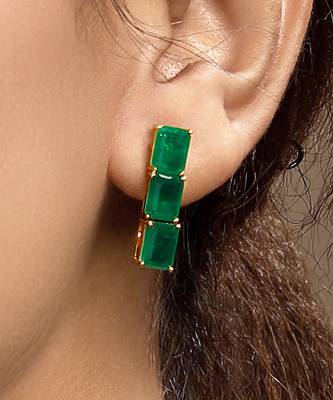 Gold plated kundan green stones choker necklace set 4