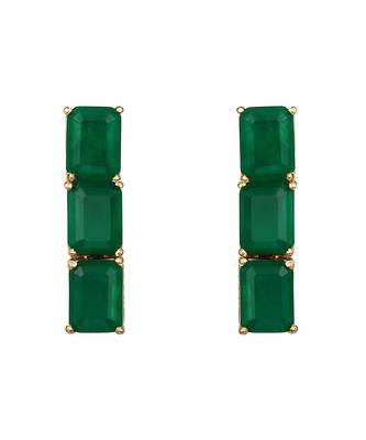 Gold plated kundan green stones choker necklace set 5