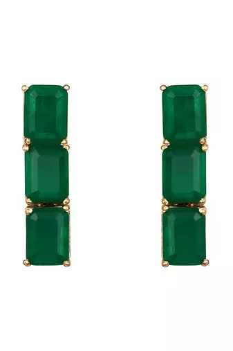 Gold plated kundan green stones choker necklace set