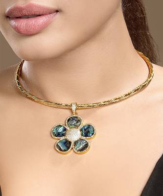 Gold plated kundan blue stones necklace 1