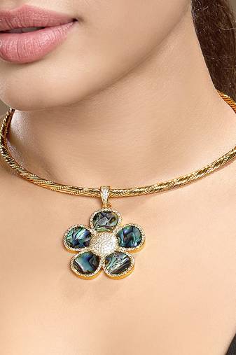 Gold plated kundan blue stones necklace