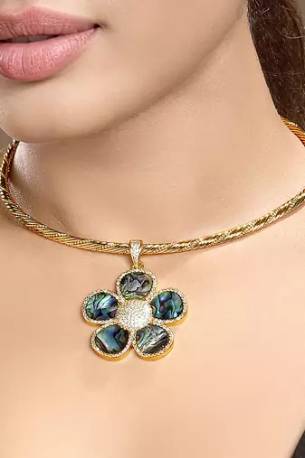 Gold plated kundan blue stones necklace