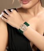 Gold plated kundan green stones bracelet