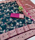 pink silk blend banarasi silk saree woven-unstitched