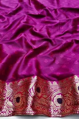 pink silk blend saree with woven work