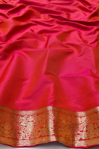 rani pink silk blend paithani saree with woven work