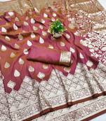 wine silk blend paithani saree with woven work