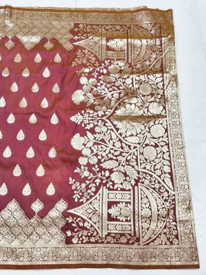 wine silk blend paithani saree with woven work 2