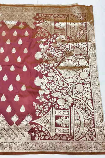 wine silk blend paithani saree with woven work