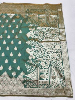 light blue silk blend saree with blouse
 2
