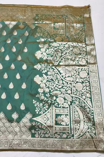 light blue silk blend saree with blouse