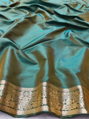 light blue silk blend saree with blouse
 3
