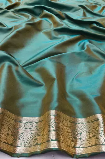 light blue silk blend saree with blouse