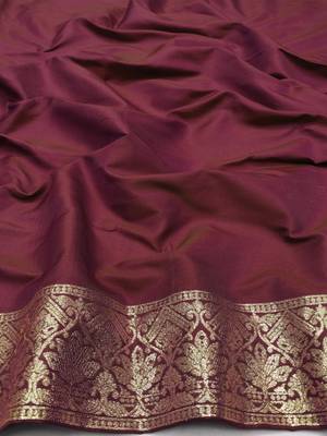 wine paithani silk blend saree with woven work 3