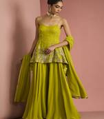 lime green crepe sharara set