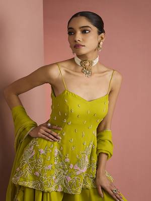 lime green crepe sharara set 2