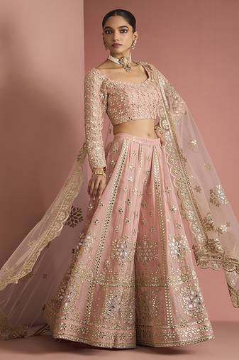 dull pink georgette gotta applique sharara set