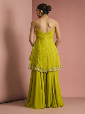 lime green crepe sharara set 3